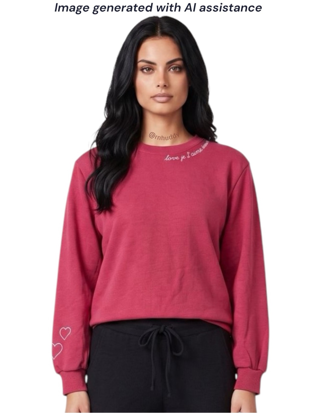 C&C California M Red Embroidered Love Je T'aime Amour Sweatshirt